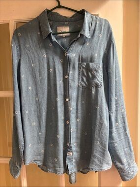 Rails Light Blue Star-Print Casual Button-Down Shirt